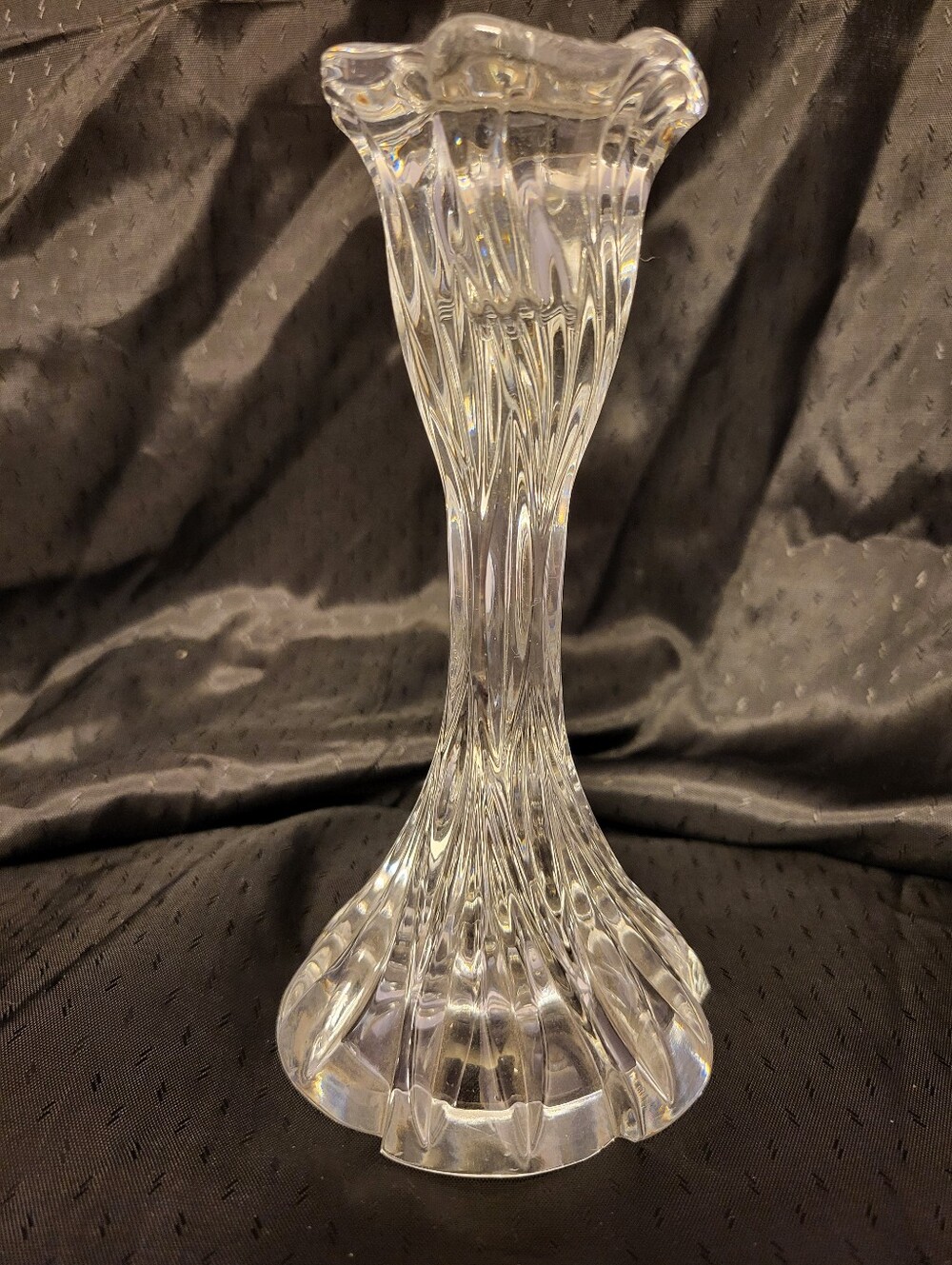 Crystal 6 Inch Candle Holder - Elegant Twisted Design
